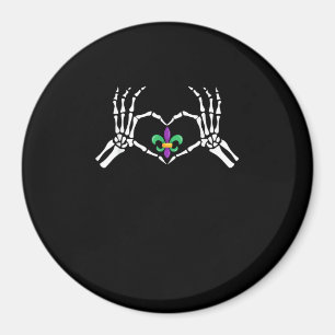 Imã Skeleton Hand Heart Mardi Gras