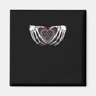 Imã Skeleton Hand Heart Muertos Dia Mexicano do Morto