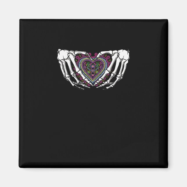 Imã Skeleton Hand Heart Muertos Dia Mexicano do Morto (Frente)