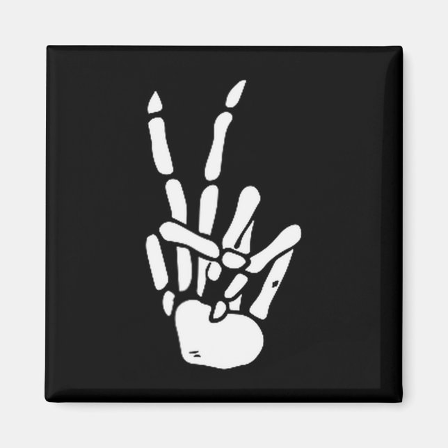 Imã Skeleton Hand Peace Sign Bone  (Frente)