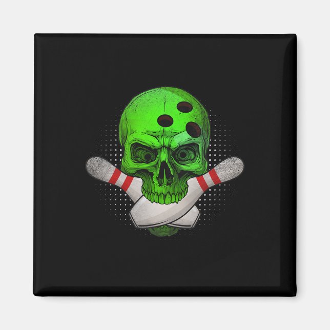 Imã Skeleton Head Skull Boliche LL E Pinos Happy Hall (Frente)