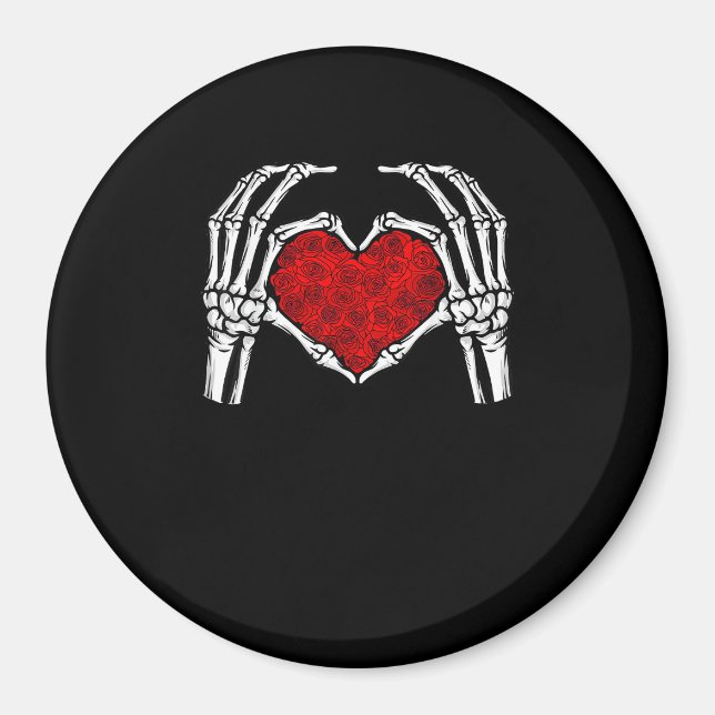 Imã Skeleton Heart Hands Sinal Dia de os namorados Hea (Frente)