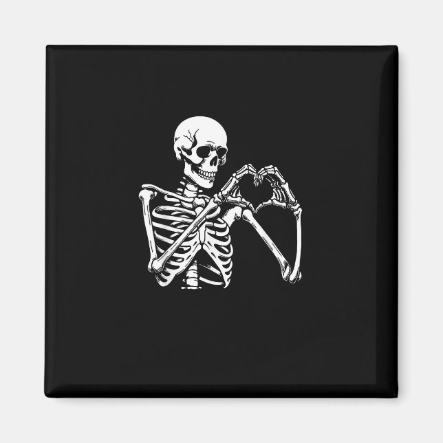 Imã Skeleton Heart Hands Sinal Halloween Costume Retro (Frente)