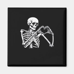 Imã Skeleton Heart Hands Sinal Halloween Costume Trend