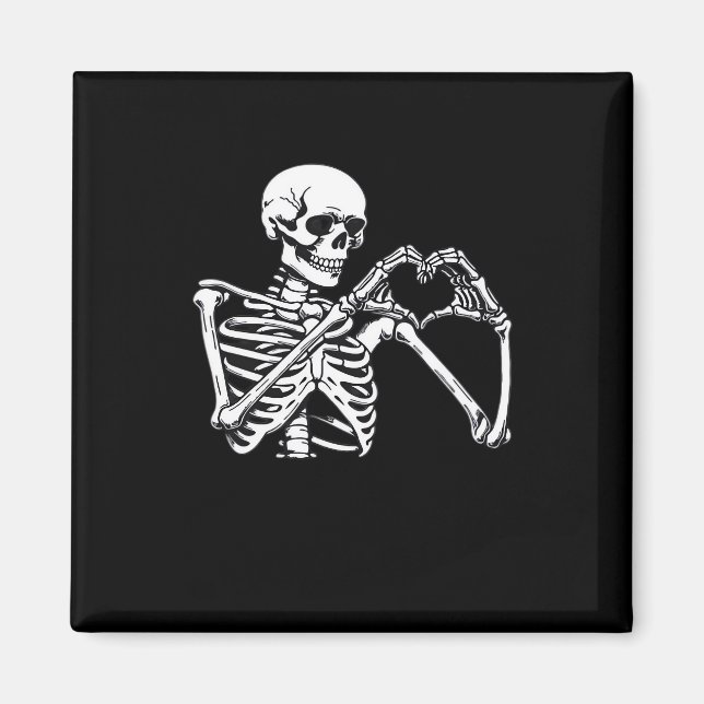 Imã Skeleton Heart Hands Sinal Halloween Costume Trend (Frente)
