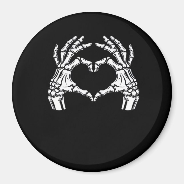 Imã Skeleton Heart Hands Sinal Halloween Figurume Vira (Frente)