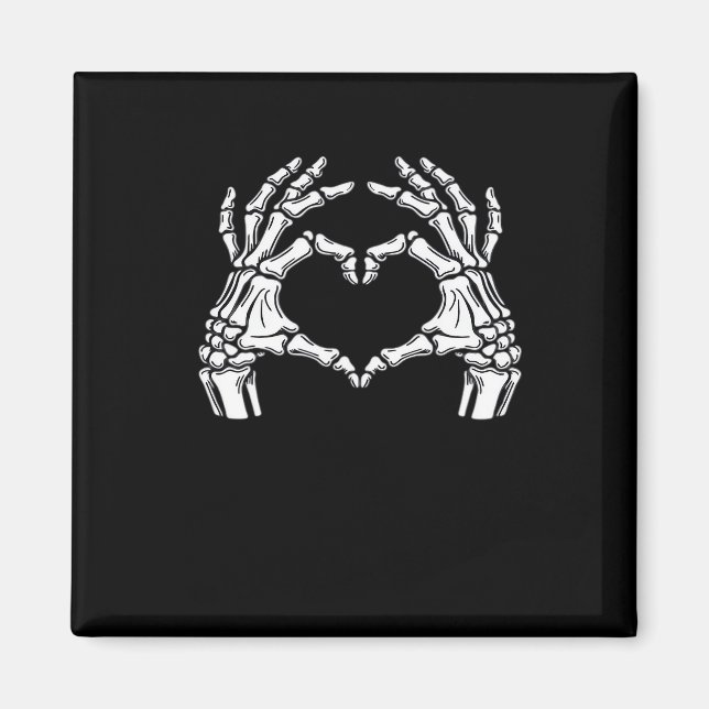 Imã Skeleton Heart Hands Sinal Halloween Figurume Vira (Frente)