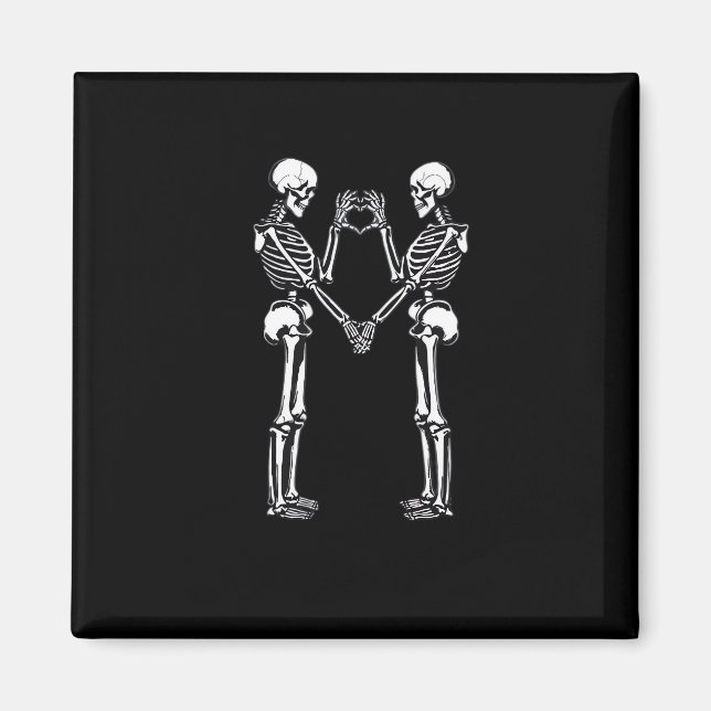 Imã Skeleton Heart Mãos - Sinal de Halloween Costume (Frente)