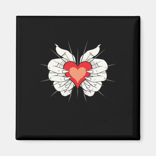 Imã Skeleton Mãos Cardíaco Clássico (Frente)