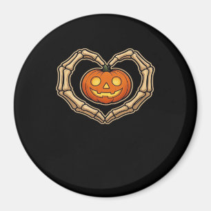 Imã Skeleton Mãos Coração com Pumpkin Cute Hall