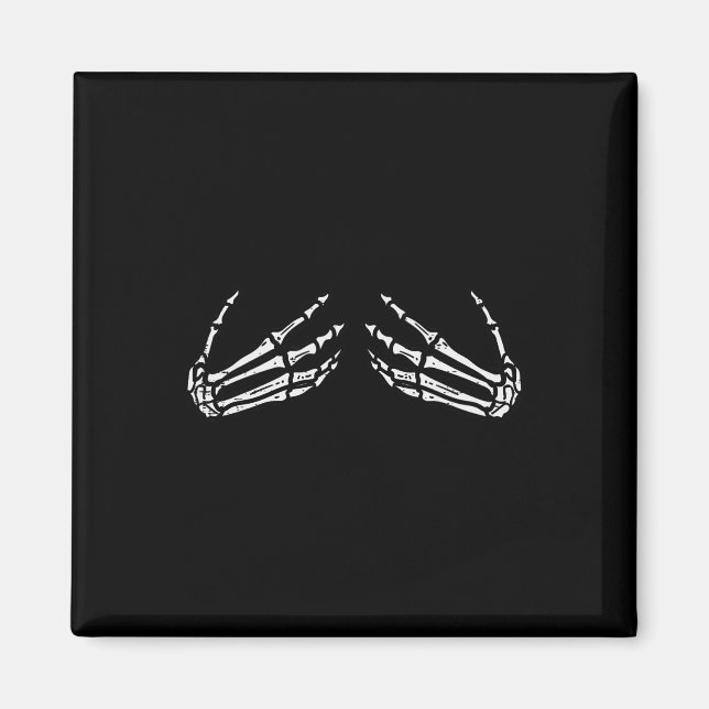 Imã Skeleton Mãos Engraçado Retro Halloween Costume Ou (Frente)