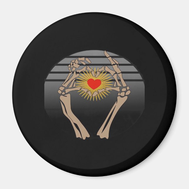 Imã Skeleton Mãos Fazer Um Cardíaco Clássico (Frente)