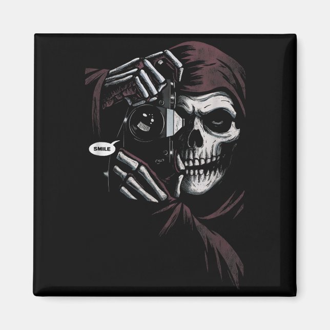 Imã Skeleton Photographer Funny For Men Women  (Frente)