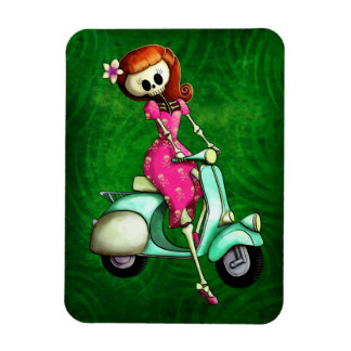 Ímã Skeleton Pin Up Girl no Patinete