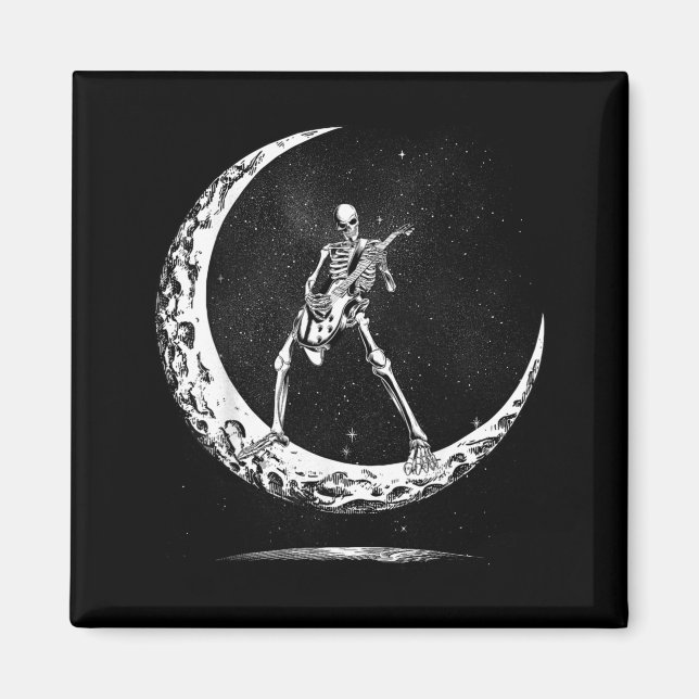 Imã Skeleton Playing Guitar Rock And Roll Band For Men (Frente)