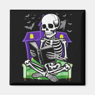 Imã Skeleton Reading Book Lover Bookworms Readers Hal