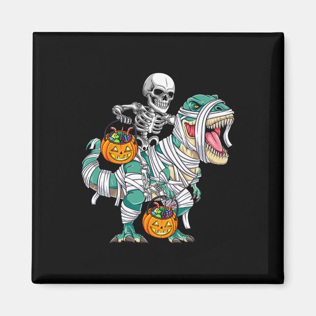 Imã Skeleton Riding Dinossaur T Rex Divorciando Crianç (Frente)