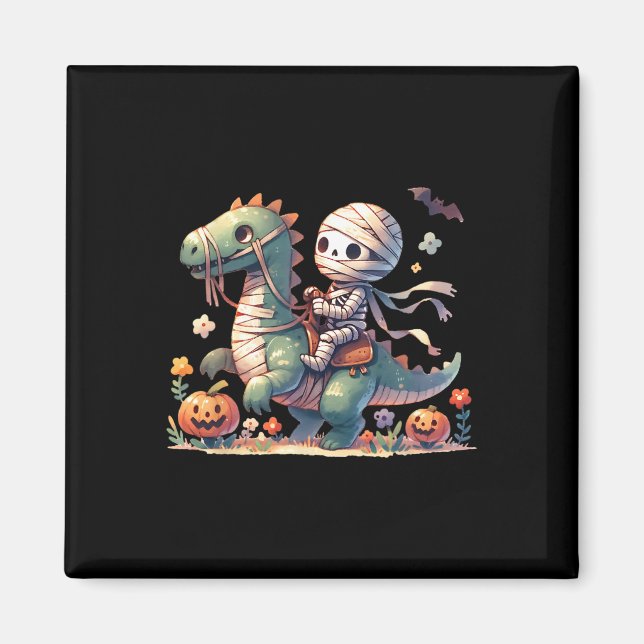 Imã Skeleton Riding Dragon Halloween Pumpkin Theme Kid (Frente)
