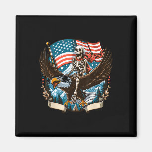 Imã Skeleton Riding Eagle Usa American 4 De Julho Pat