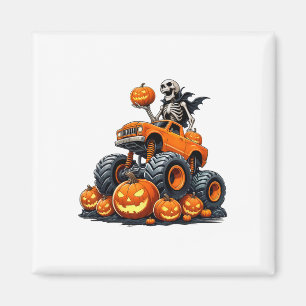 Imã Skeleton Riding Monster Truck Halloween Pumpkin Ki