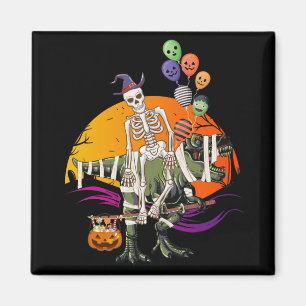 Imã Skeleton Riding Mummy Dinosaur Square