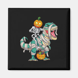 Imã Skeleton Riding Mummy Dinosaur T rex Halloween