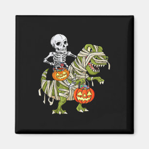 Imã Skeleton Riding Mummy Dinosaur T rex Halloween