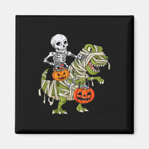 Imã Skeleton Riding Mummy Dinosaur T Rex Halloween