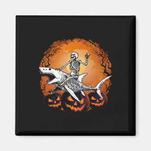 Imã Skeleton Riding Shark Lazy Halloween Costume Engra