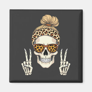 Imã Skeleton Skull Leopard Halloween Mãe