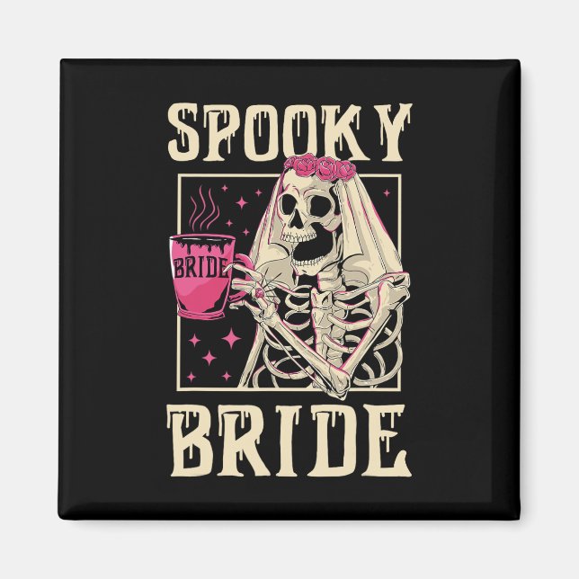 Imã Skeleton Spooky Noiva Chelorette Halloween (Frente)