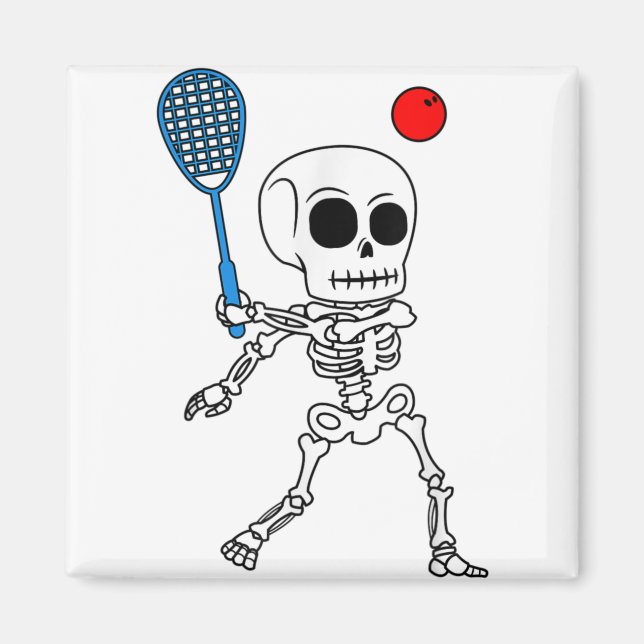 Imã Skeleton Squash Game Halloween Rackplayer Fácil (Frente)