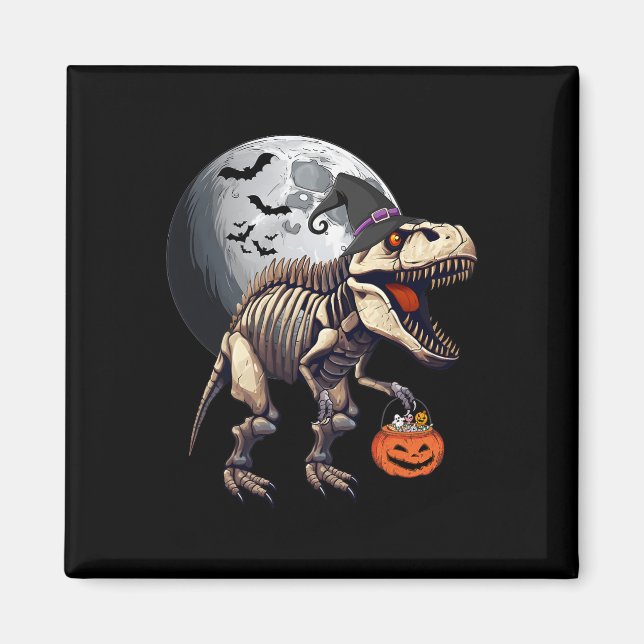Imã Skeleton T Rex Dinossaur Diversão Halloween Boys (Frente)