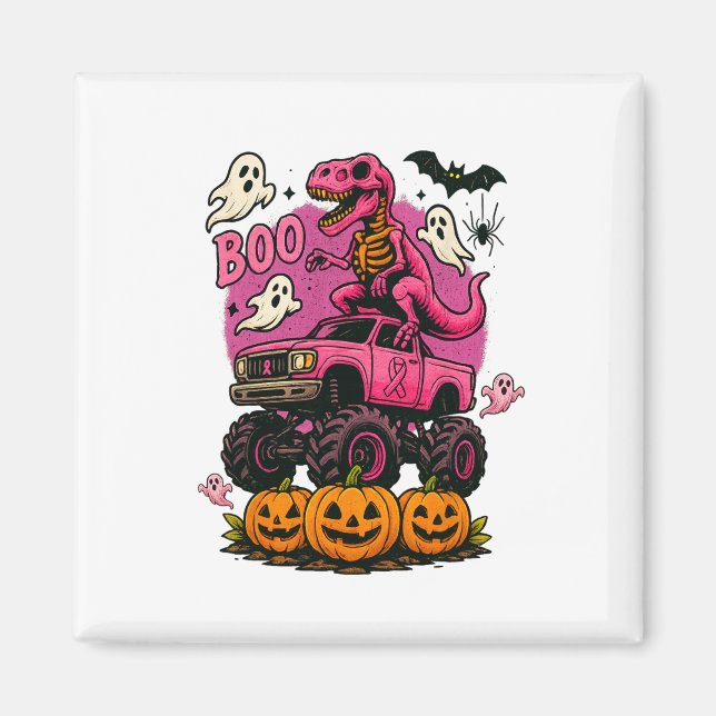 Imã Skeleton T Rex Dinossaur Monster Truck Pumpkin Bre (Frente)