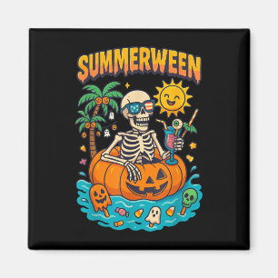 Imã Skeleton Vibes Chillin Num Flo De Abóbora