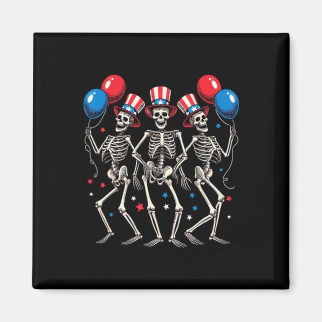 Imã Skeletts 4 De Julho Dia Da Independência Engraçada (Frente)