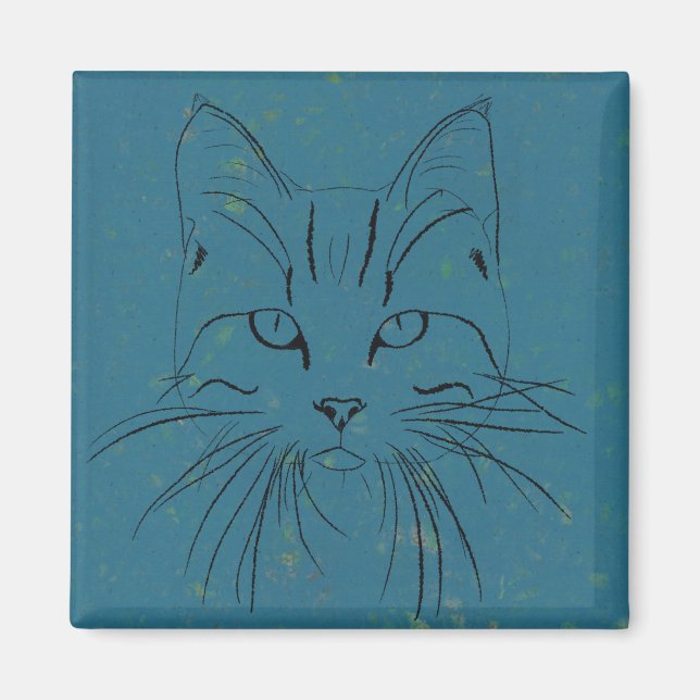Imã Sketch de Gato Azul (Frente)