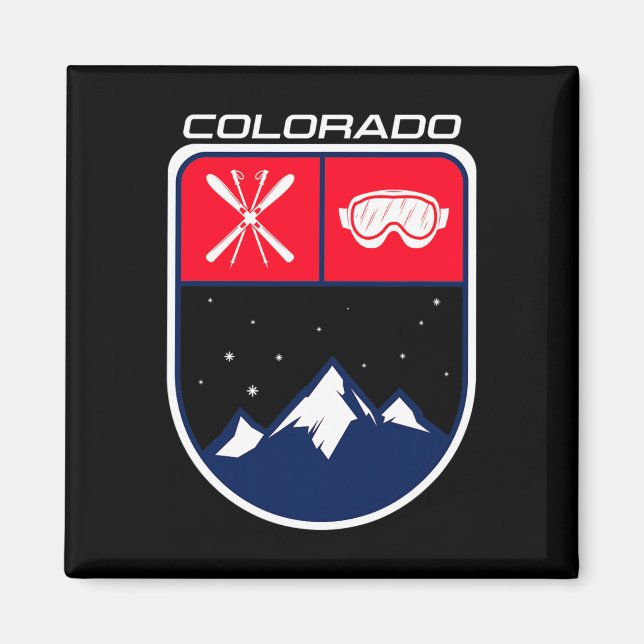 Imã Ski Colorado Mountain Skiing Trail Skier Goggle Po (Frente)