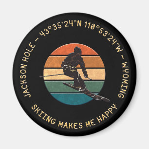 Imã Ski Jackson Hole, Wyoming - Homem Skier A Preto
