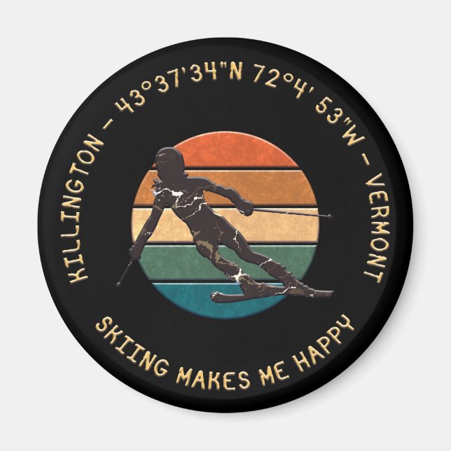 Imã Ski Killington, Vermont - Woman Skier, Texto Amare (Frente)