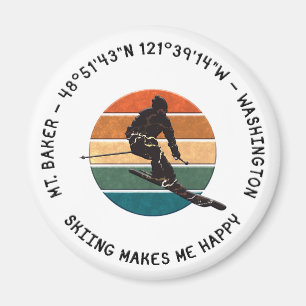 Imã Ski Mt. Baker, Washington - Man Skier, Black Text