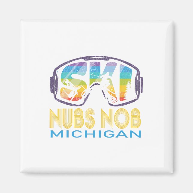Imã Ski Nubs Nob Michigan Esquiando Férias (Frente)
