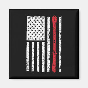 Imã Ski Skiier American Flag Skiing Usa Gift