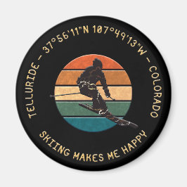 Imã Ski Telluride, Colorado - Man Skier, Texto Amarelo