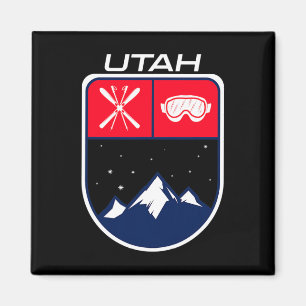 Imã Ski Utah Mountain Skiing Trail Skier Goggle Pole J