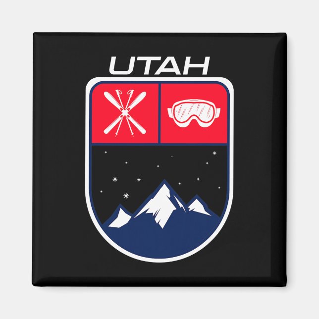 Imã Ski Utah Mountain Skiing Trail Skier Goggle Pole J (Frente)