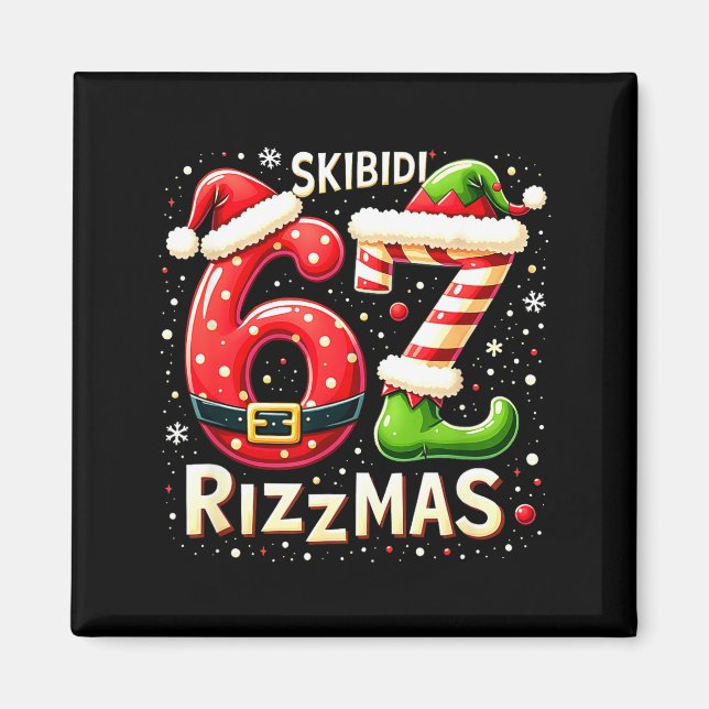 Imã Skibidi 67 Rizzmas Christmas Meme Funny Elf Santa  (Frente)
