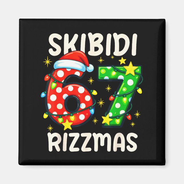 Imã Skibidi 67 Rizzmas Funny Six Seven Meme Christmas  (Frente)