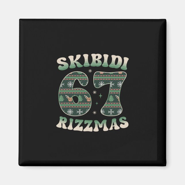 Imã Skibidi Rizzmas 67 Seis Sete Meme Natal Feio F (Frente)