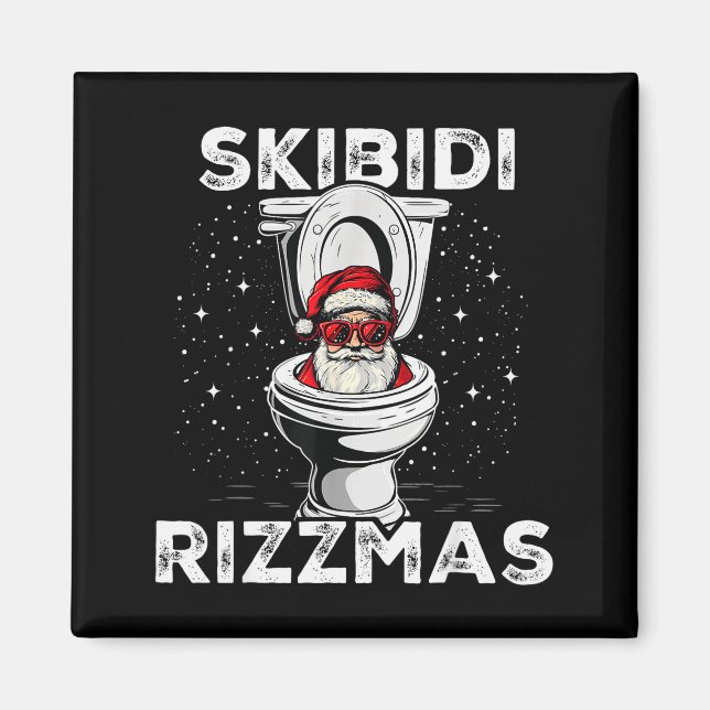 Imã Skibidi Rizzmas Funny Toilet Santa White Elephant  (Frente)